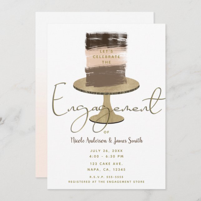 Layer Cake Modern Elegant Rustic Engagement Party  Invitation (Front/Back)