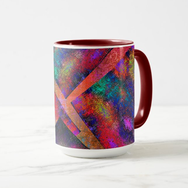 Layer of irregularly arranged rustic images mug (Front Right)