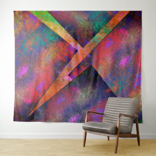 Layer of irregularly arranged rustic images tapestry