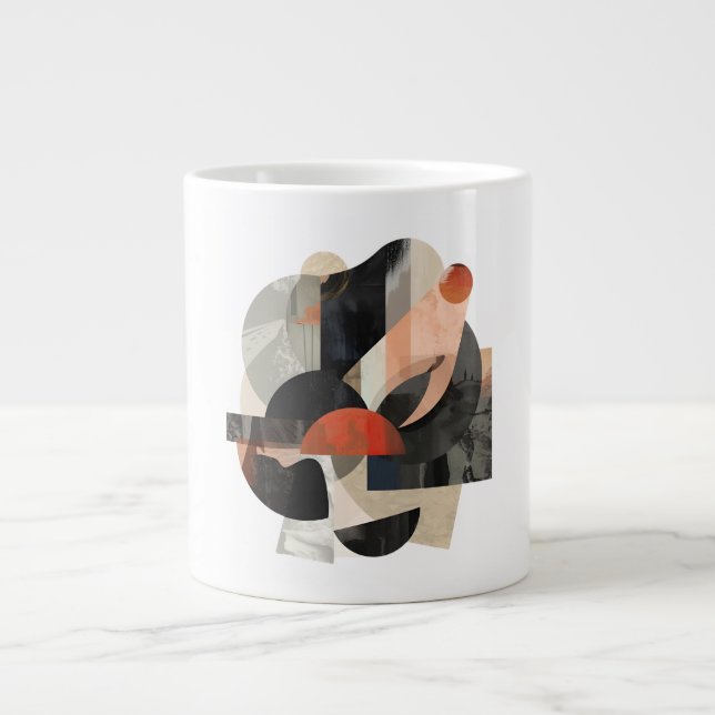 Layered Abstract Shape Collage Print Large Coffee Mug (Front)
