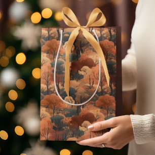 Layered Autumn Forest Landscape - Rustic Woodland Medium Gift Bag