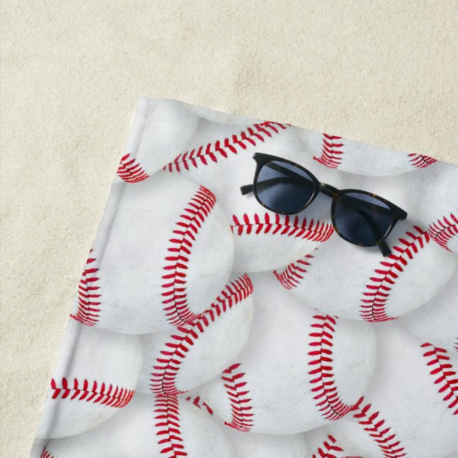 Layered Baseballs Pattern Beach Towel (In Situ)
