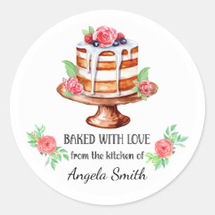 Layered Berry Cake Baked with Love Stickers