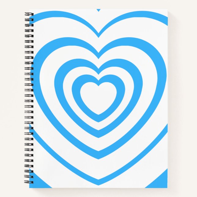 Layered Blue & White Heart Aesthetic Notebook (Front)