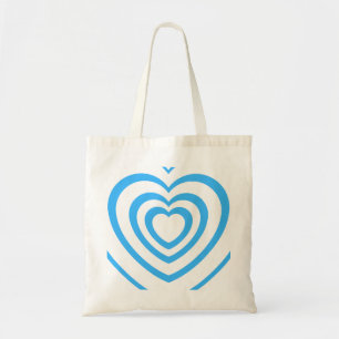 Layered Blue & White Heart Aesthetic Tote Bag