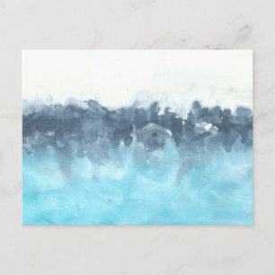 Layered Blues Abstract Painting Postcard
