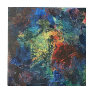 Layered Brushstrokes-Hand Painted Abstract Art Ceramic Tile