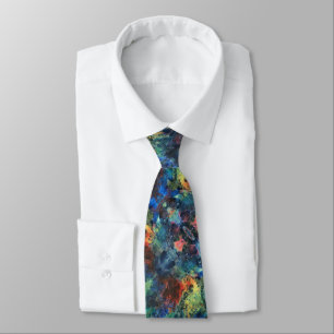 Layered Brushstrokes-Hand Painted Abstract Art Tie