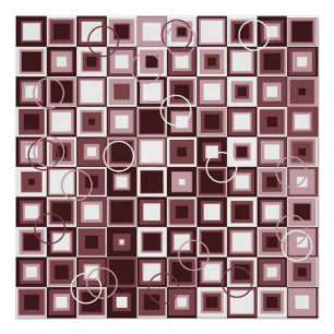 Layered Burgundy and Pink Square Pattern Poster