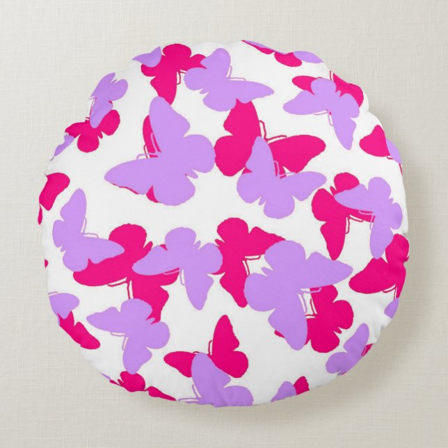Layered Butterflies Round Cushion (Front)