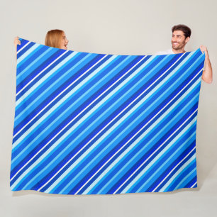 Layered candy stripes - cobalt and pale blue fleece blanket