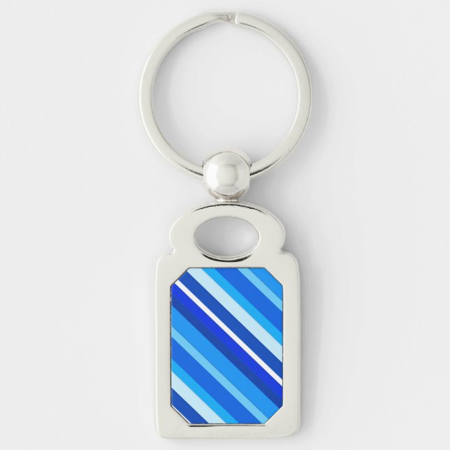 Layered candy stripes - cobalt and pale blue key ring (Front)
