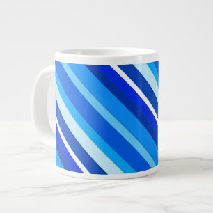 Layered candy stripes - cobalt and pale blue large coffee mug