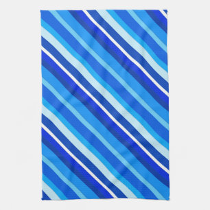 Layered candy stripes - cobalt and pale blue tea towel