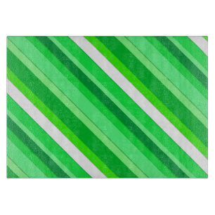 Layered candy stripes - emerald green and white cutting board