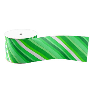 Layered candy stripes - emerald green and white grosgrain ribbon