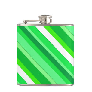 Layered candy stripes - emerald green and white hip flask