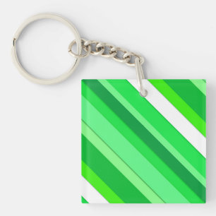 Layered candy stripes - emerald green and white key ring
