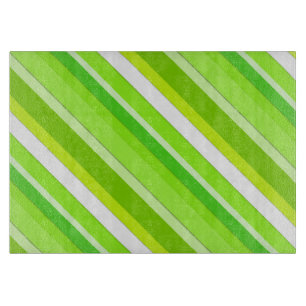 Layered candy stripes - lime green and white cutting board