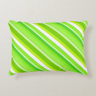 Layered candy stripes - lime green and white decorative cushion