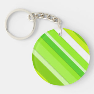 Layered candy stripes - lime green and white key ring