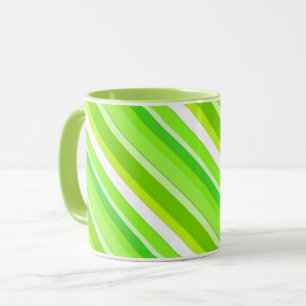 Layered candy stripes - lime green and white mug