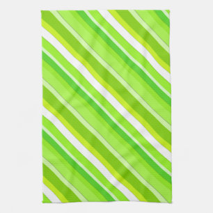 Layered candy stripes - lime green and white tea towel