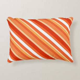 Layered candy stripes - orange and white decorative cushion
