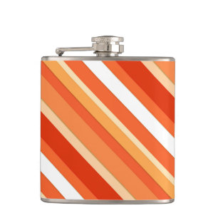 Layered candy stripes - orange and white hip flask