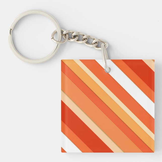 Layered candy stripes - orange and white key ring (Front)