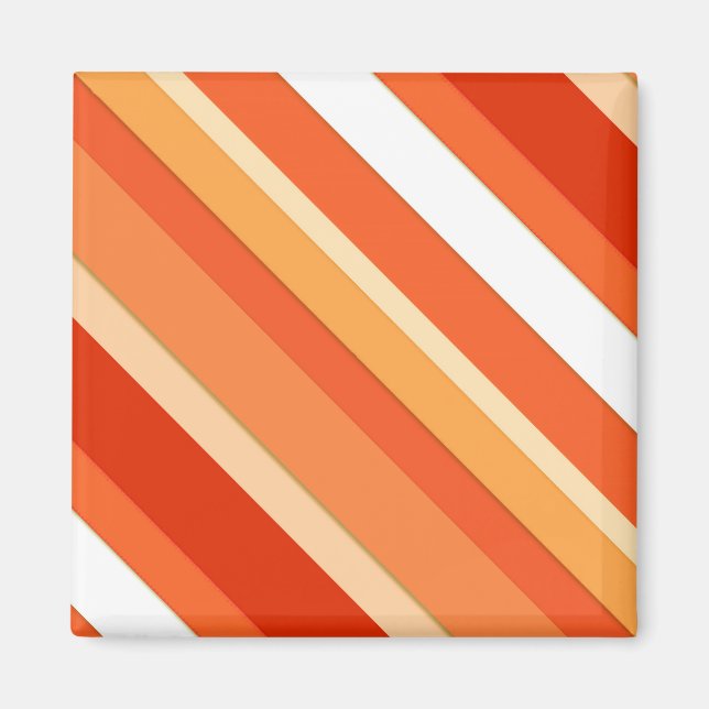 Layered candy stripes - orange and white magnet (Front)