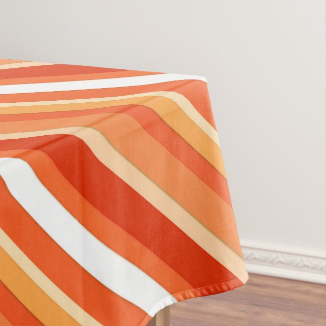 Layered candy stripes - orange and white tablecloth (In Situ)