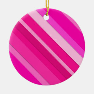 Layered candy stripes - pink and fuchsia ceramic tree decoration
