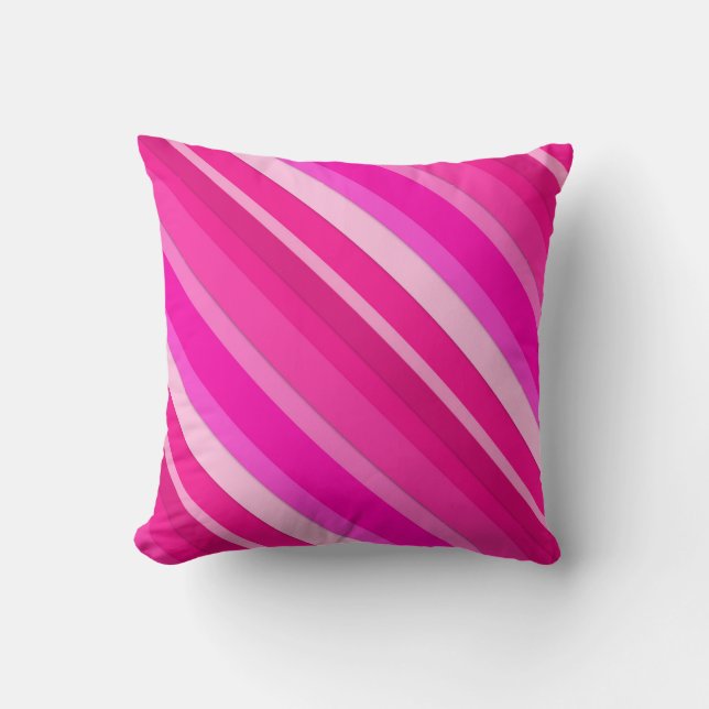 Layered candy stripes - pink and fuchsia cushion (Front)