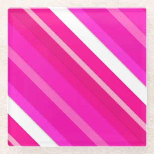 Layered candy stripes - pink and fuchsia glass coaster