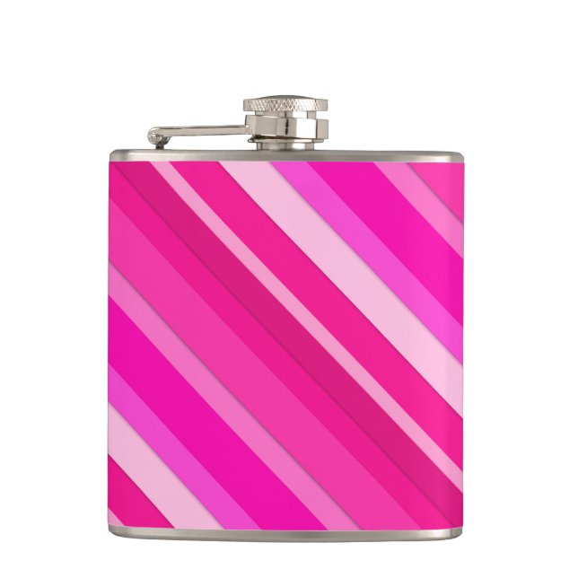 Layered candy stripes - pink and fuchsia hip flask (Front)
