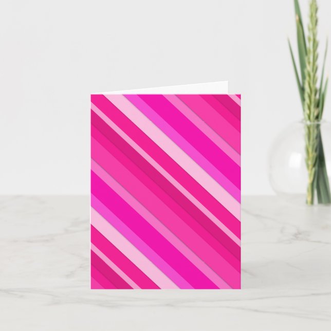 Layered candy stripes - pink and fuchsia holiday card (Front)