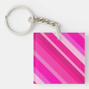 Layered candy stripes - pink and fuchsia key ring