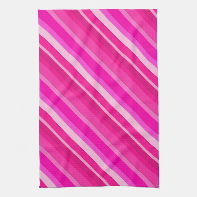 Layered candy stripes - pink and fuchsia tea towel (Vertical)