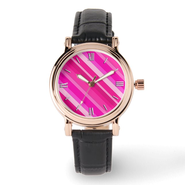 Layered candy stripes - pink and fuchsia watch (Front)