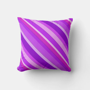 Layered candy stripes - purple and orchid cushion