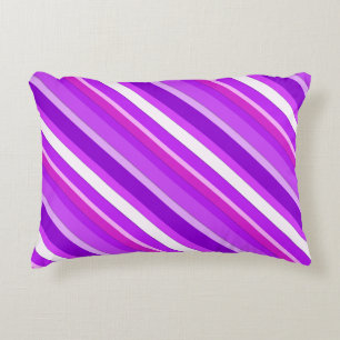 Layered candy stripes - purple and orchid decorative cushion