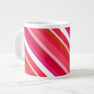 Layered candy stripes - red, pink and white large coffee mug