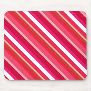 Layered candy stripes - red, pink and white mouse pad