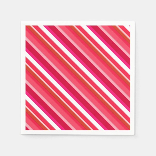 Layered candy stripes - red, pink and white napkin (Front)