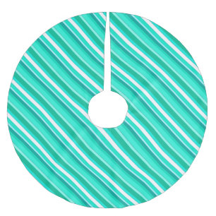Layered candy stripes - turquoise and white brushed polyester tree skirt