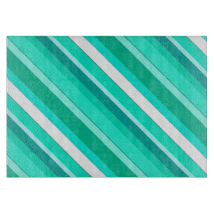 Layered candy stripes - turquoise and white cutting board