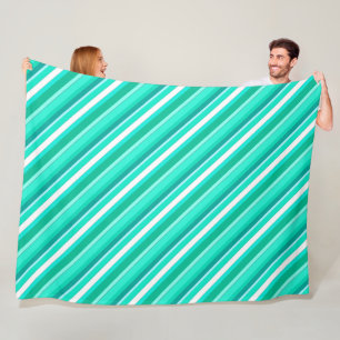 Layered candy stripes - turquoise and white fleece blanket
