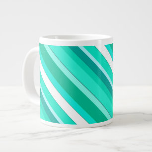 Layered candy stripes - turquoise and white large coffee mug