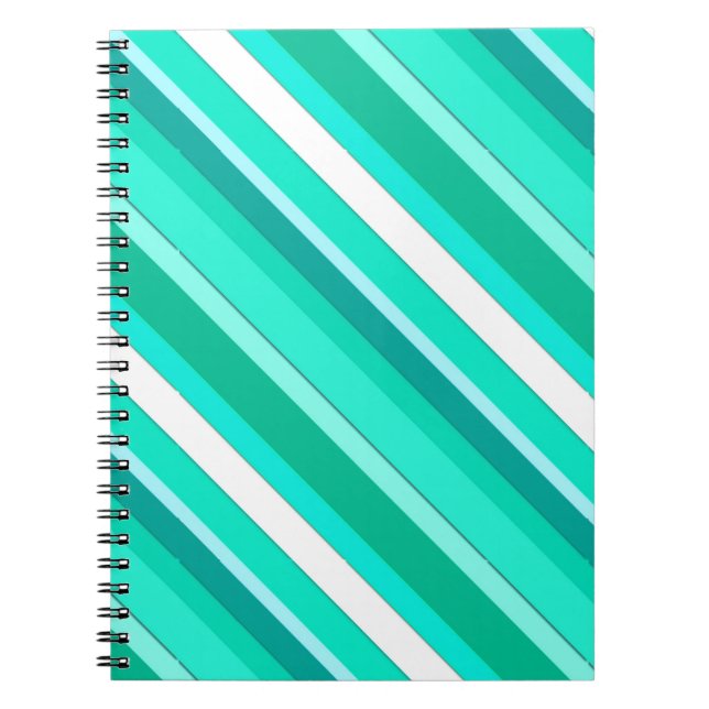Layered candy stripes - turquoise and white notebook (Front)